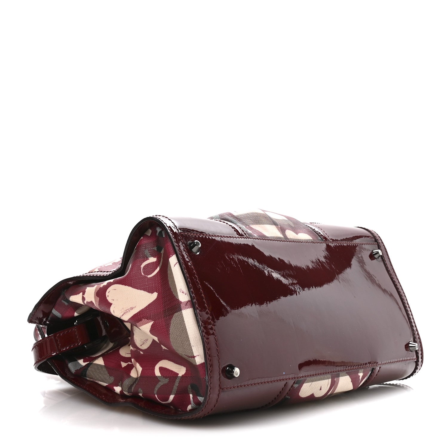 Burberry Nova Check Heart Print Pilgrim Satchel Berry 4 of 11