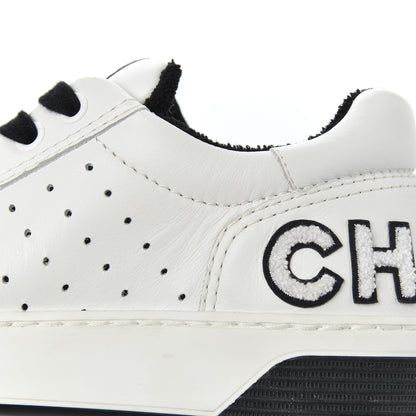 Chanel Calfskin Womens Logo Sneakers 35 Black White 12 of 18