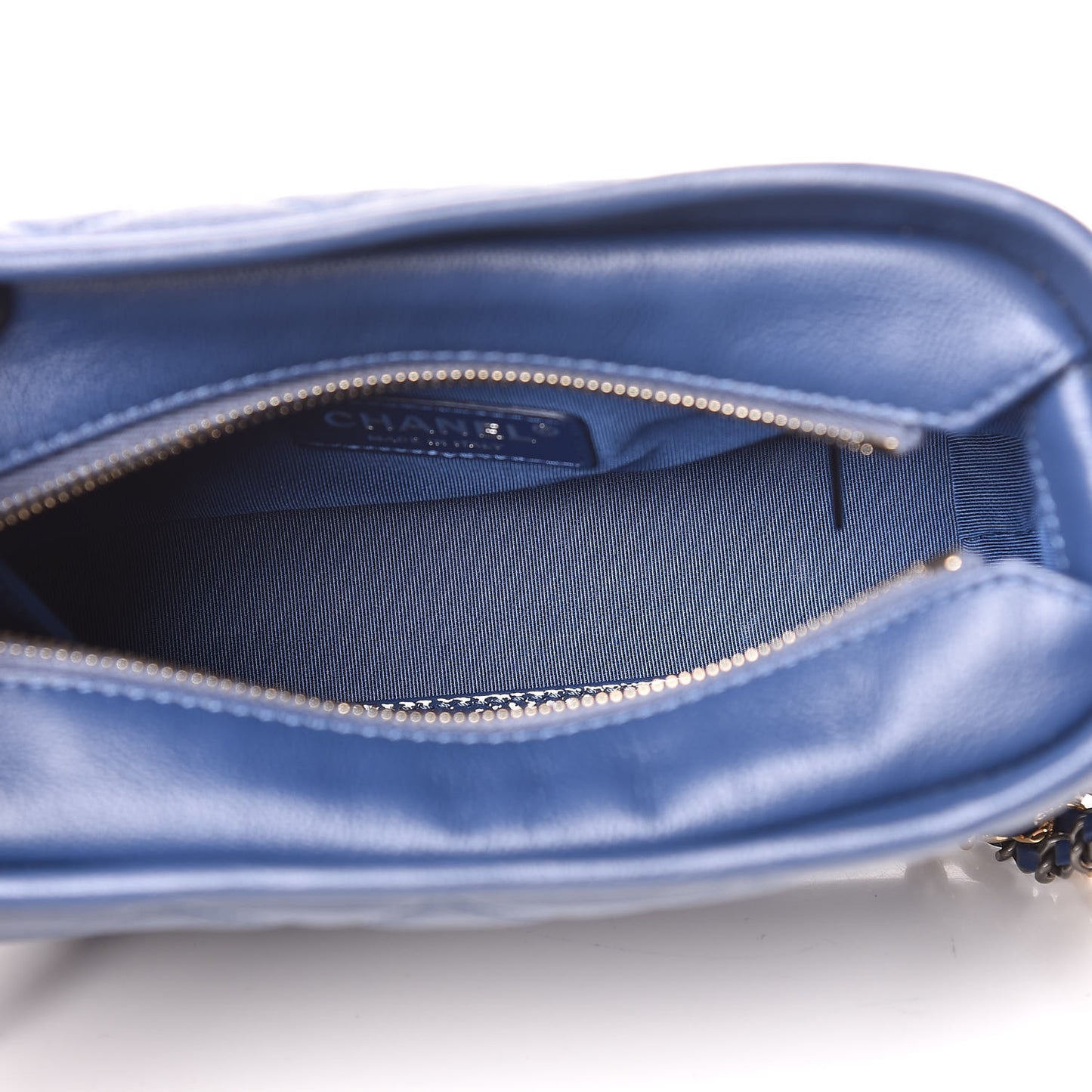 Patent Goatskin Quilted Small Gabrielle Hobo Blue