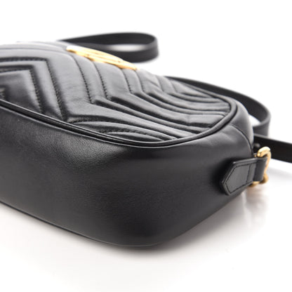 Gucci Calfskin Matelasse Small GG Marmont Chain Shoulder Bag Black 7 of 10