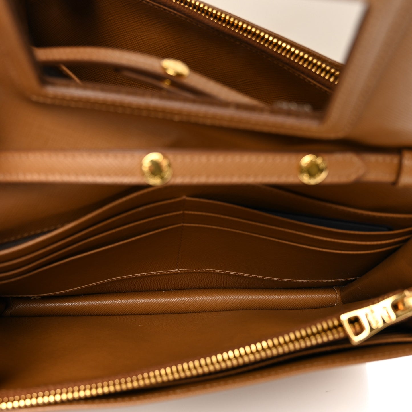 Saffiano Metal Flap Wallet With Strap Caramel
