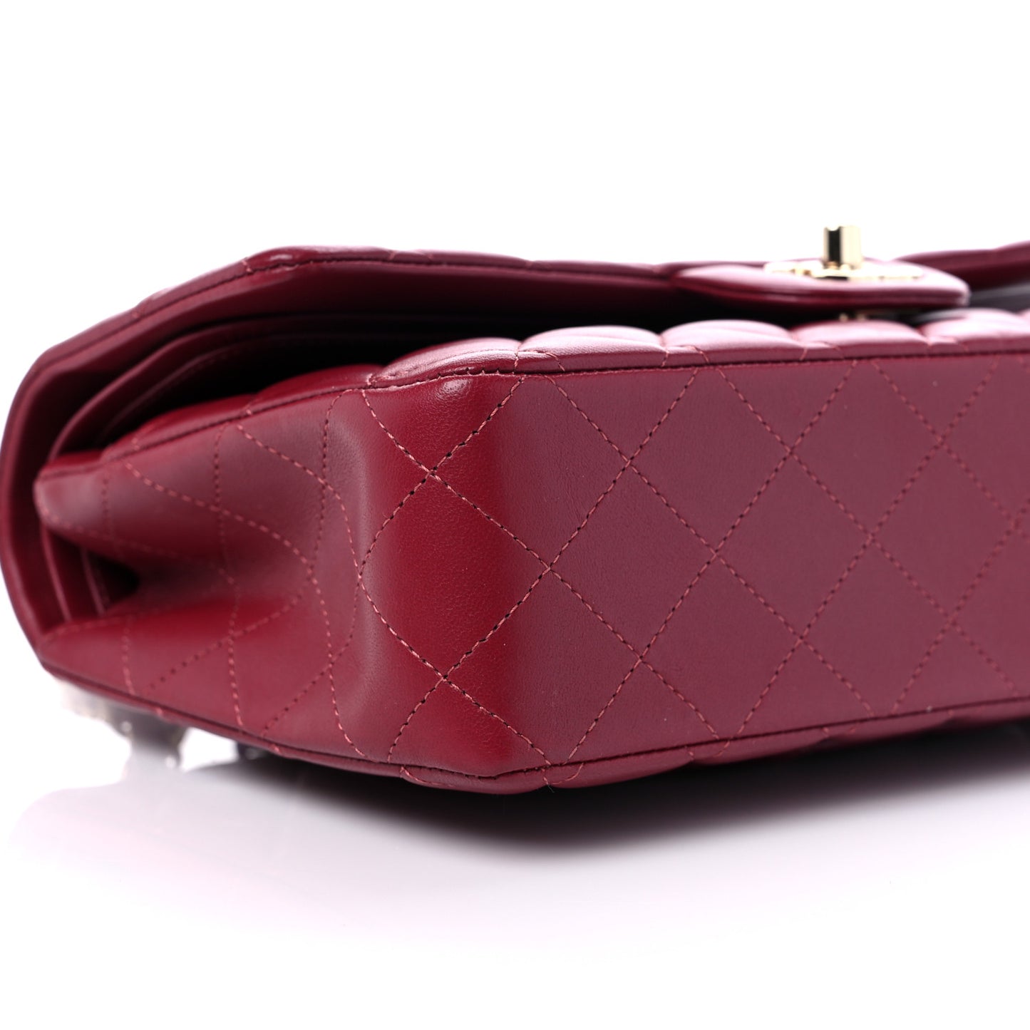 Lambskin Quilted Medium Double Flap Burgundy