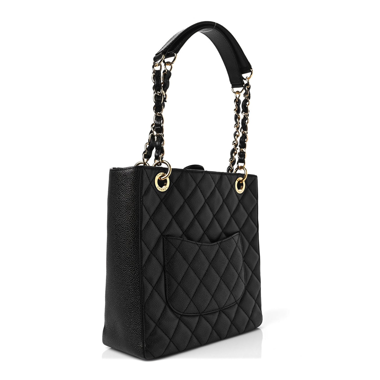 Caviar Quilted Petit Shopping Tote PST Black