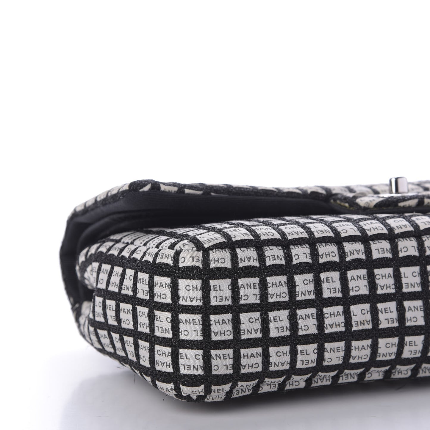 Ribbon Tweed Medium Double Flap Black White