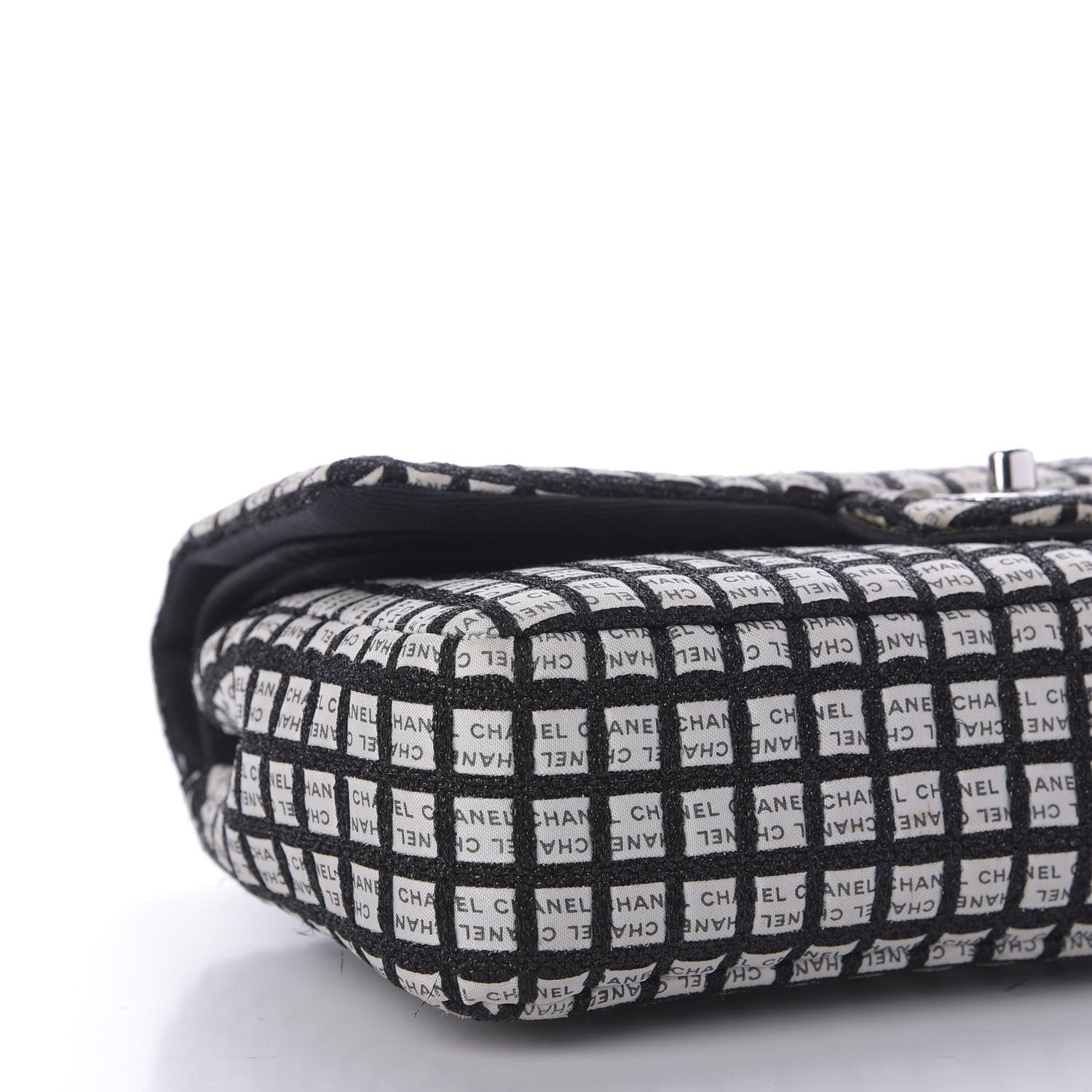 Chanel Ribbon Tweed Medium Double Flap Black White 6 of 8