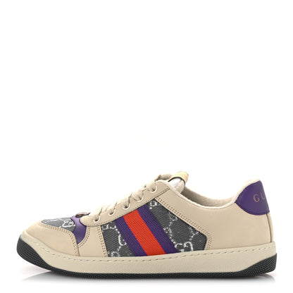 Gucci Calfskin Lame GG Monogram Web Womens Screener Sneakers 39.5 Blue Silver Dusty Milk Shine Purple 1 of 11