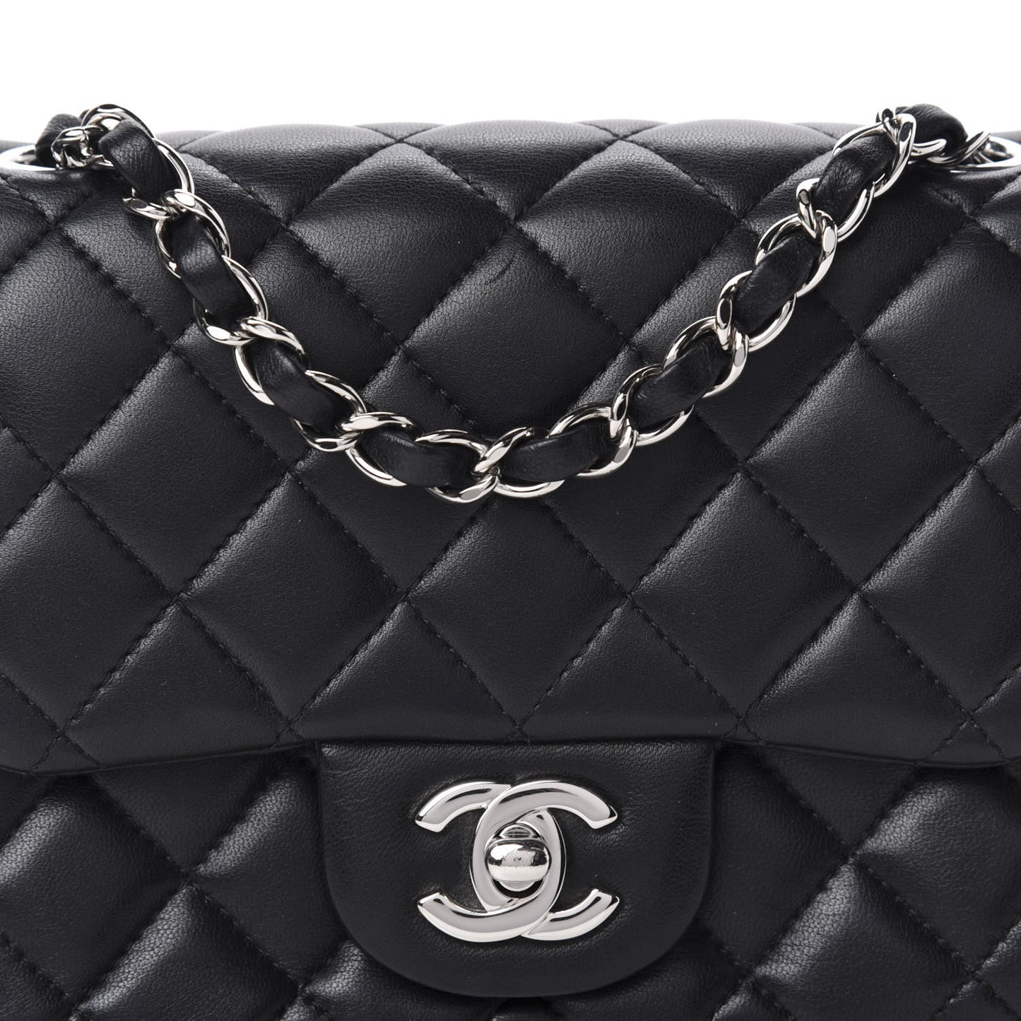 Lambskin Quilted Mini Square Flap Black