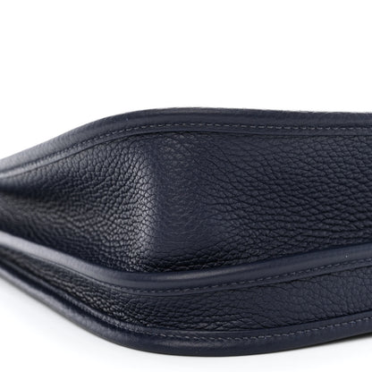 Hermes Taurillon Clemence Quadrille Evelyne III PM Bleu Nuit Bleu Saphir Anemone Capucine 9 of 11