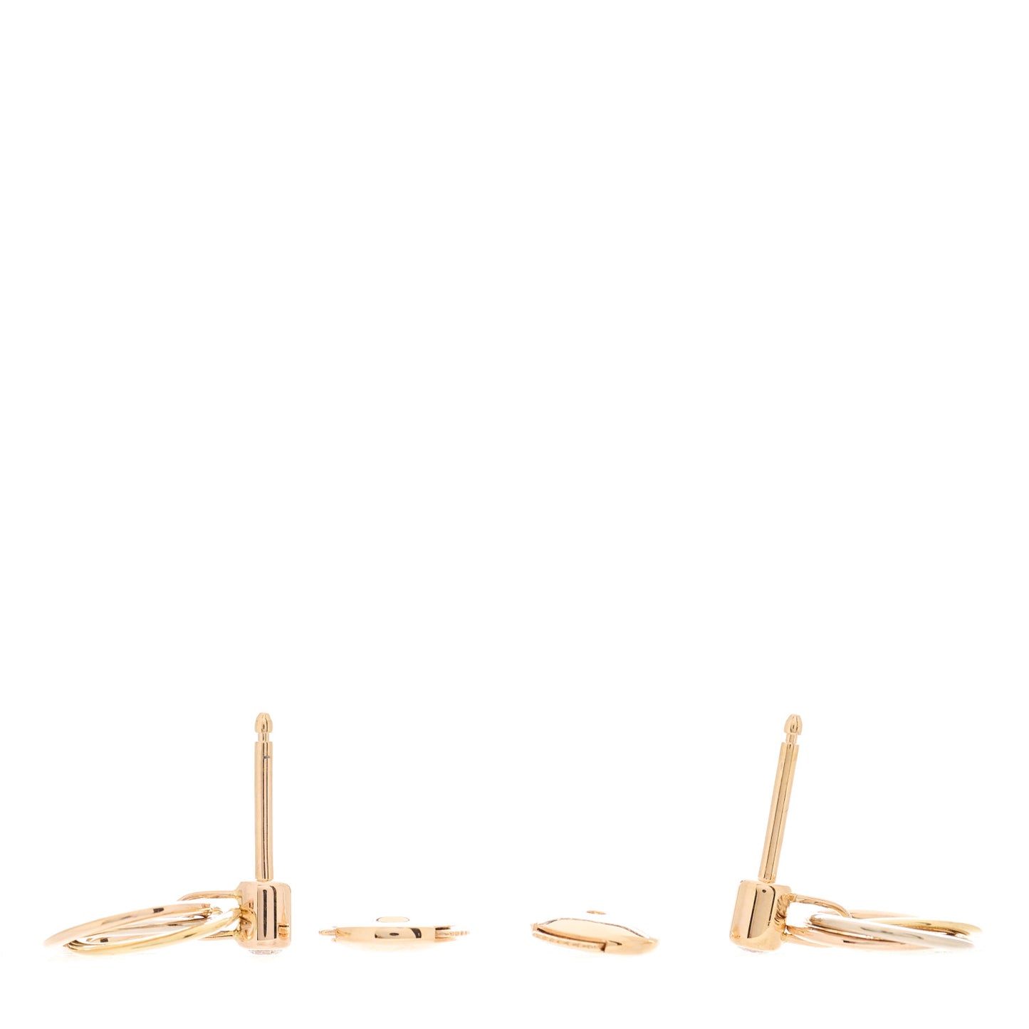 18K Pink Yellow White Gold Diamond Trinity Drop Earrings