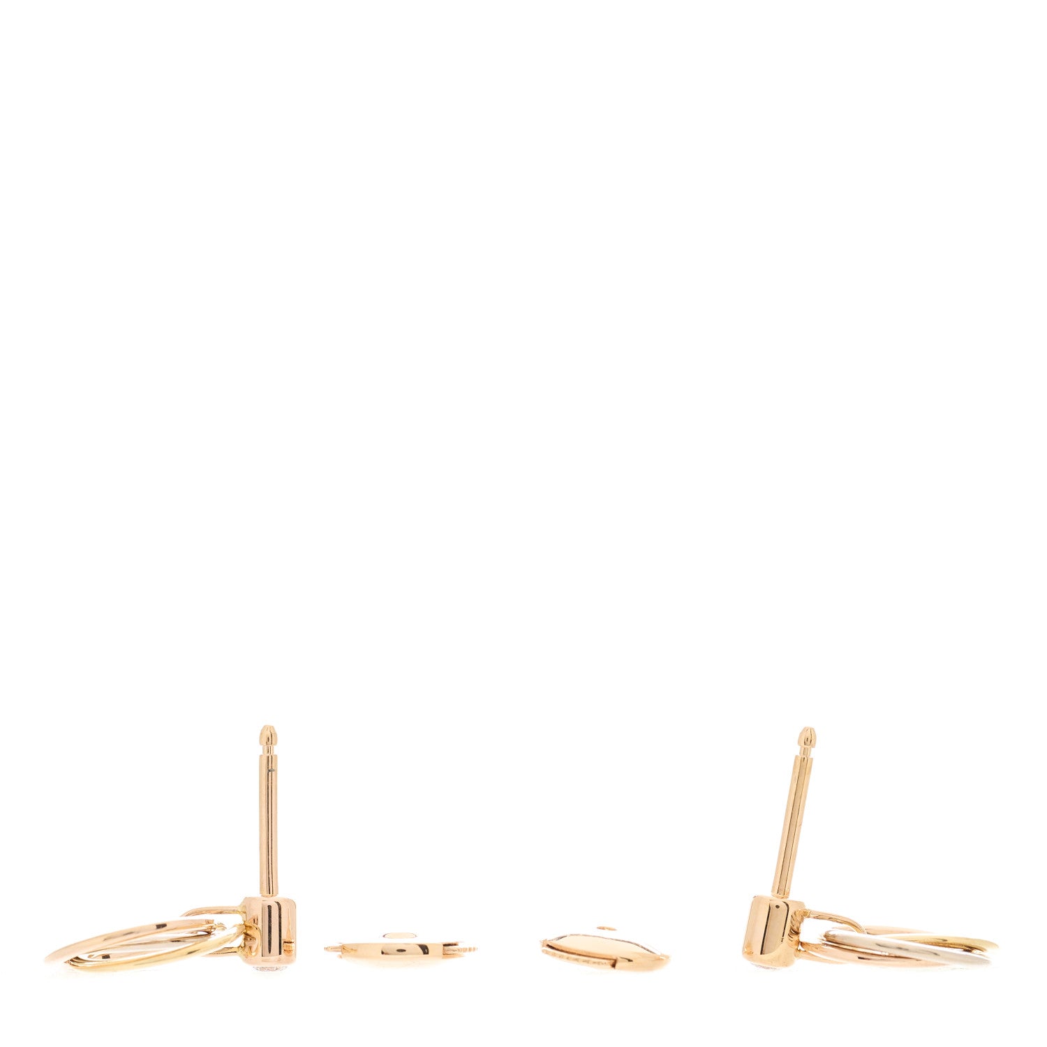 Cartier 18K Pink Yellow White Gold Diamond Trinity Drop Earrings 3 of 5
