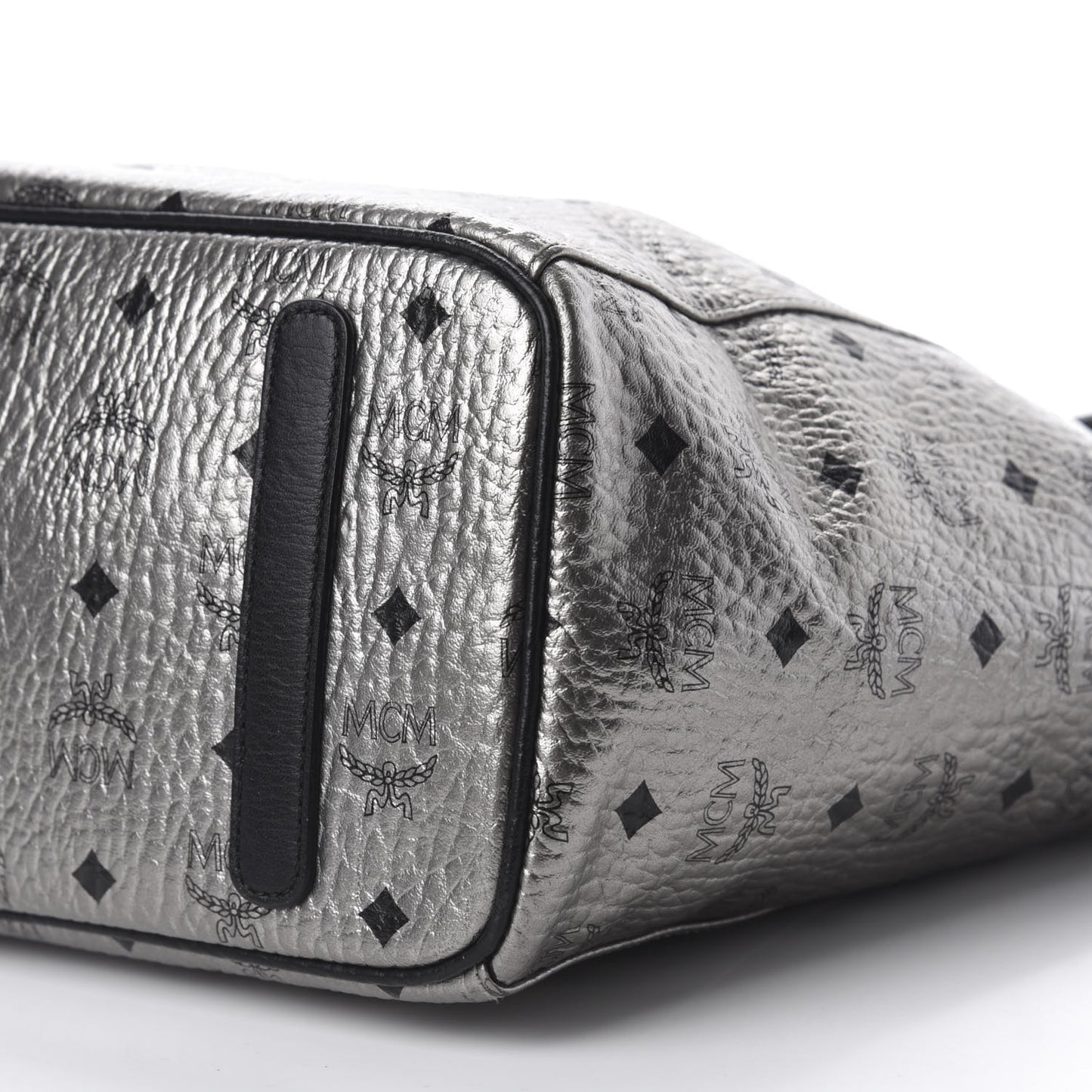 Metallic Visetos Medium Reversible Shopper Tote Silver Black