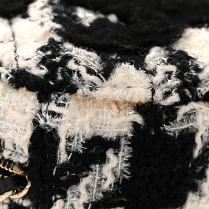 Chanel Tweed Shearling Round Clutch With Chain and Coin Purse Black and White 13 of 14