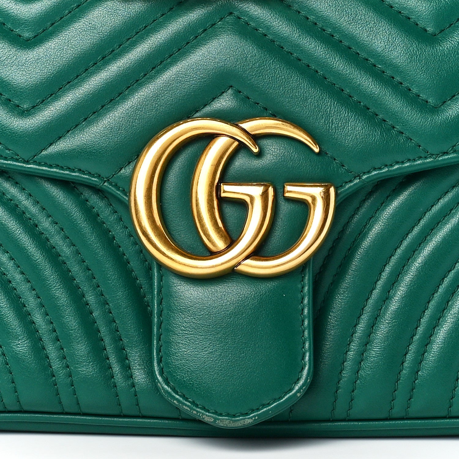 Gucci Calfskin Matelasse Small GG Marmont Shoulder Bag Emerald Green 9 of 15