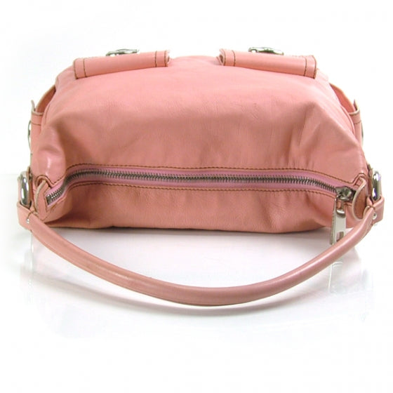 Leather Large Multipocket Hobo Pink