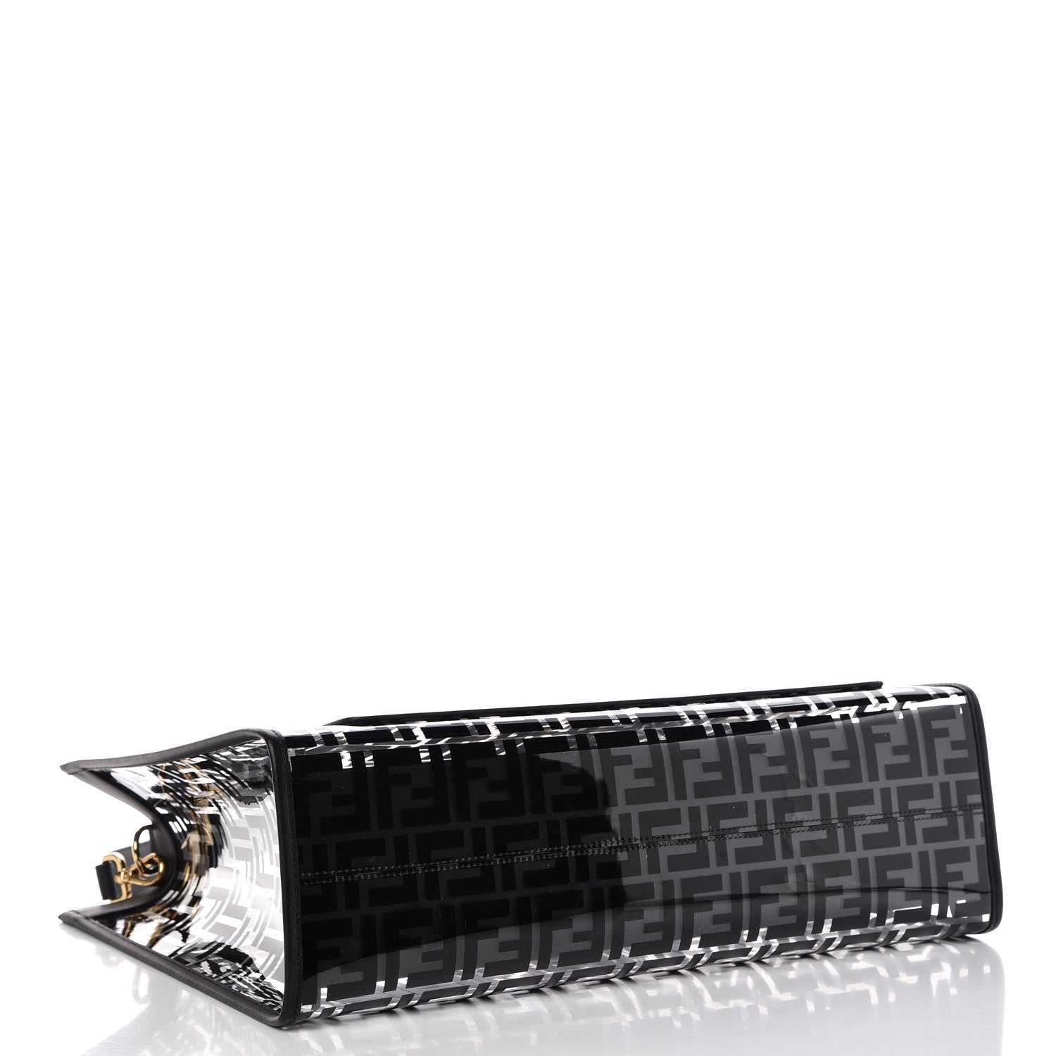 Fendi TPU FF Vitello Century Plexiglass Medium Runaway Shopper Tote Black 4 of 8