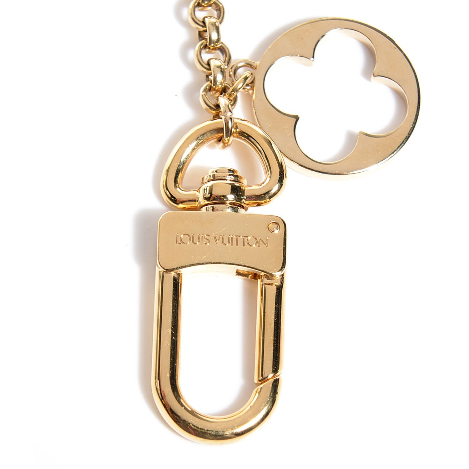 Louis Vuitton Brass Enamel Fleur De Monogram Bag Charm Chain Gold 3 of 5