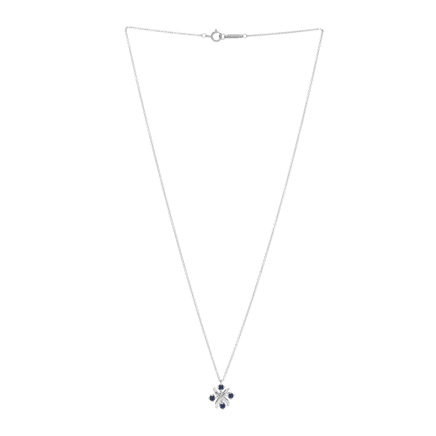 Platinum Blue Sapphire Schlumberger Lynn Pendant Necklace