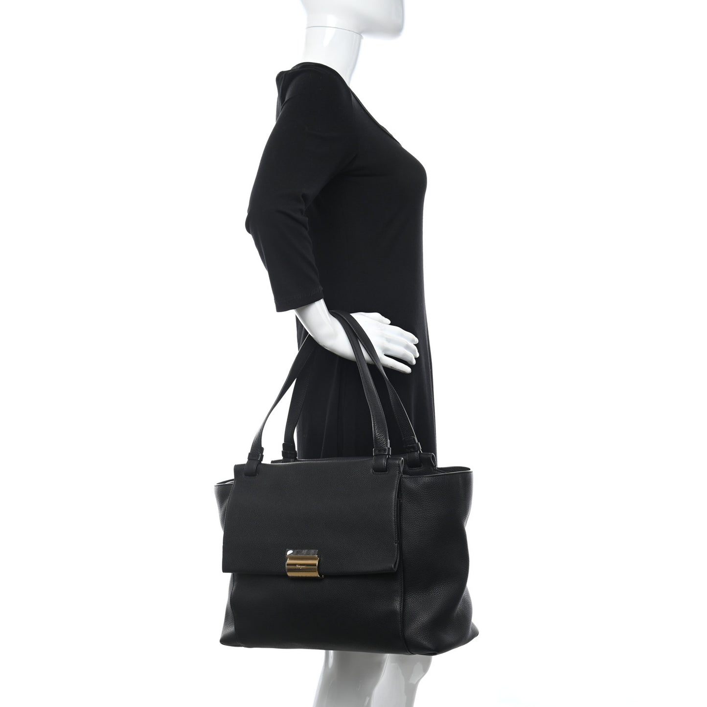 Grained Calfskin Bitter Pocket Tote Black