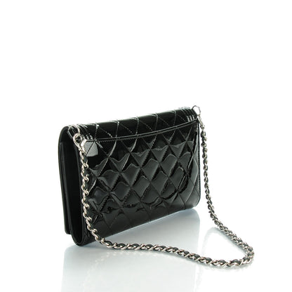 Chanel Patent Calfskin Quilted Boy Wallet on Removable Chain Black 3 of 9