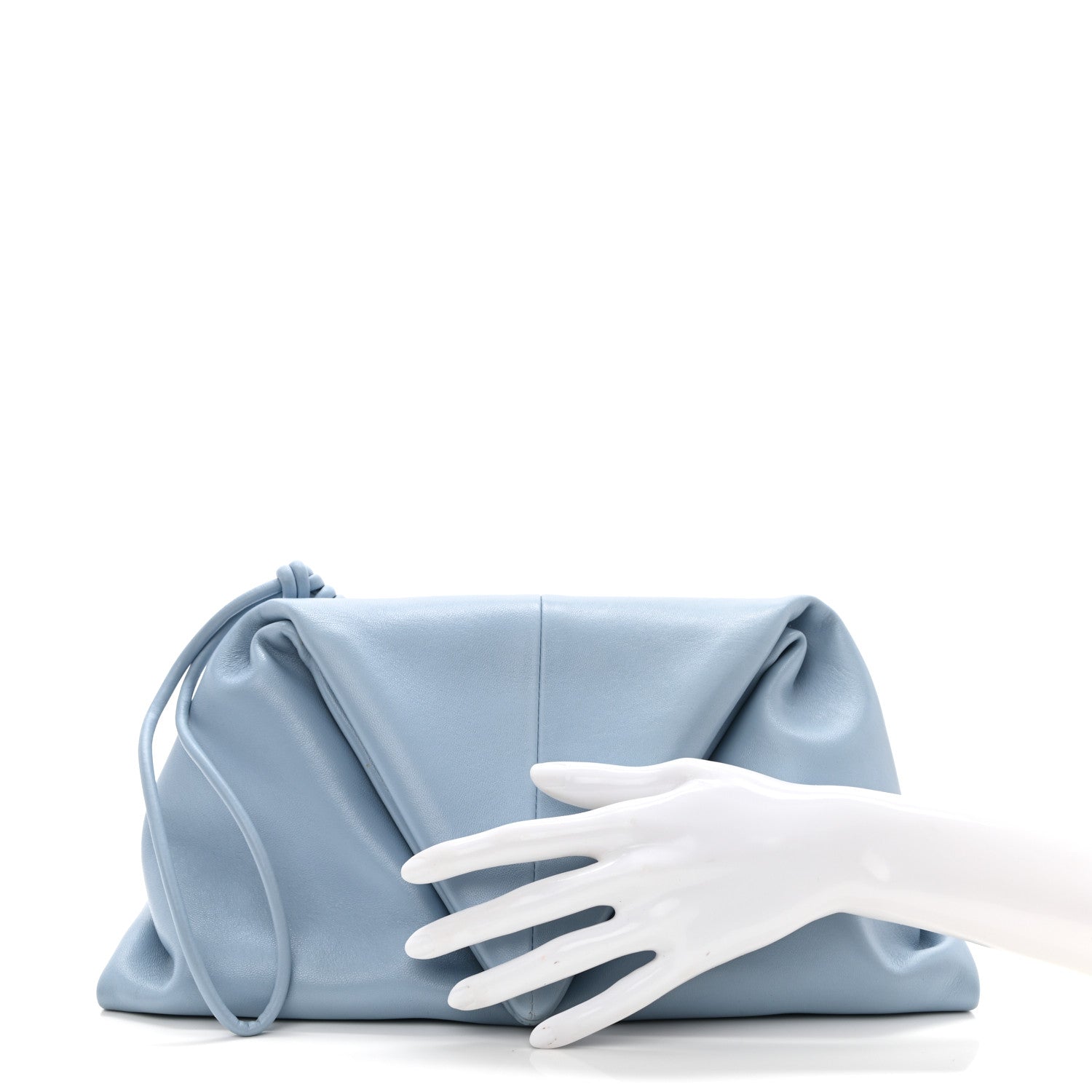 Bottega Veneta Lambskin BV Trine Clutch Ice 2 of 10