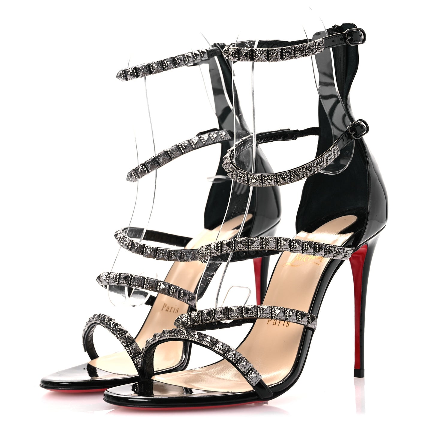 Patent Forever Girl 100 Studded Sandals 37 Black