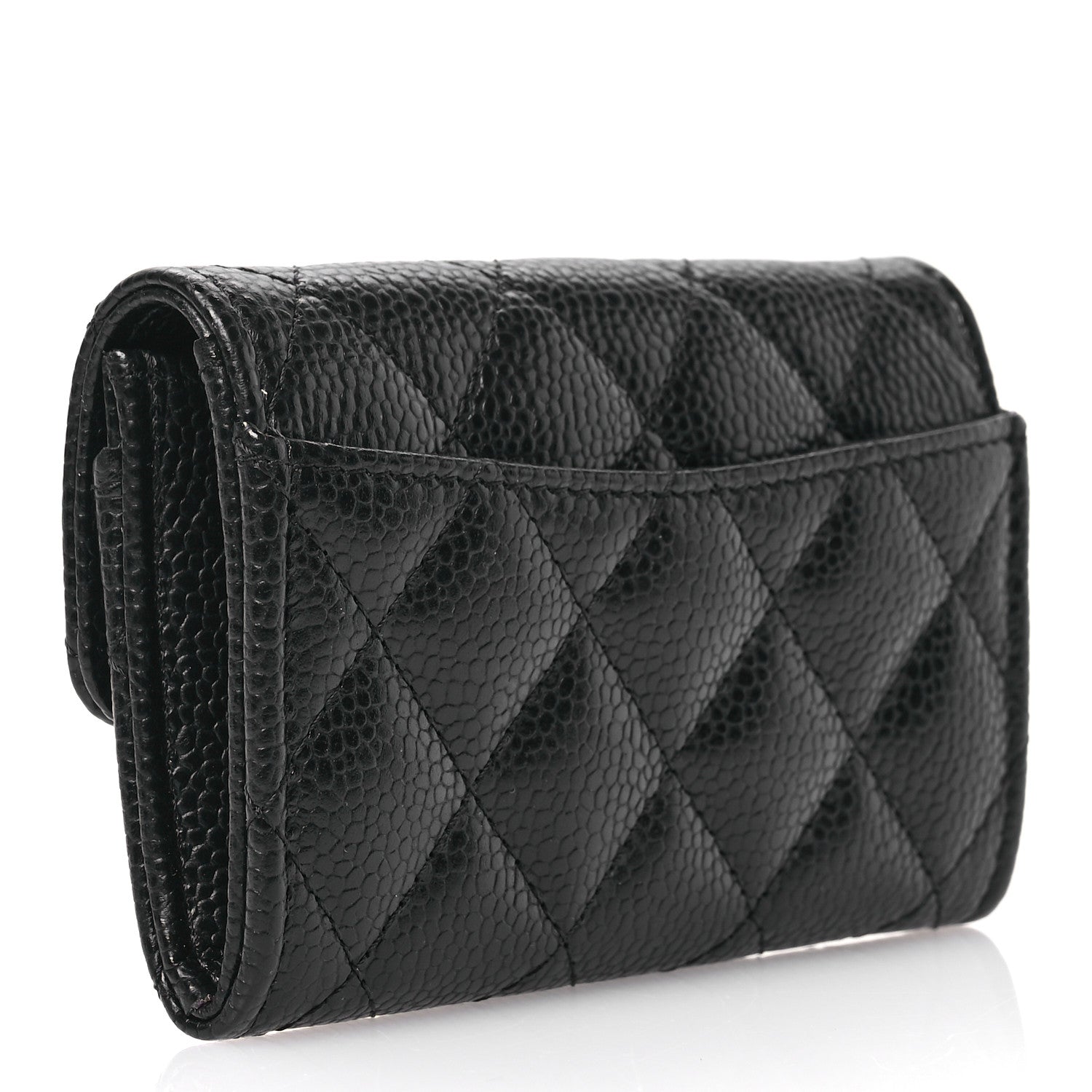 Chanel Caviar Quilted Flap Card Holder Wallet Black 3 of 9