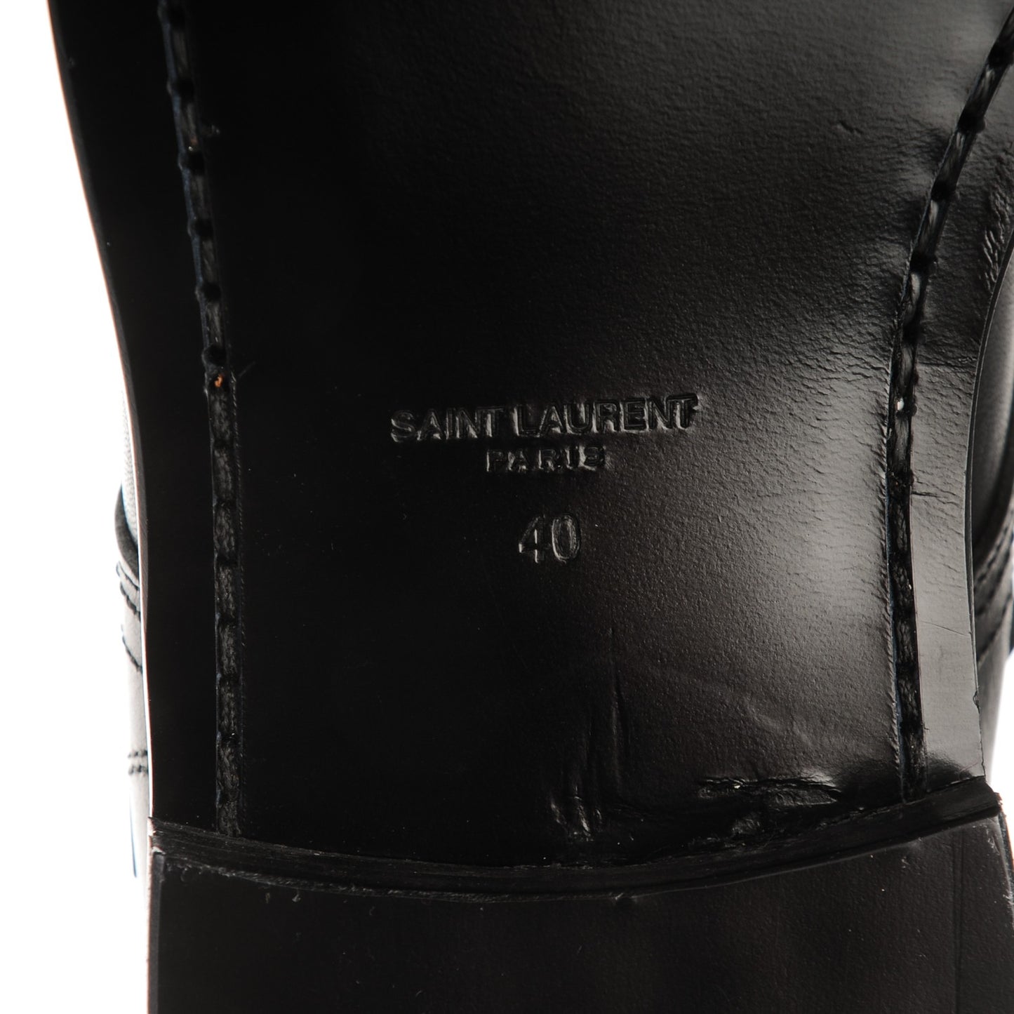 Smooth Calfskin Studded Strap Rangers Boots 40 Black