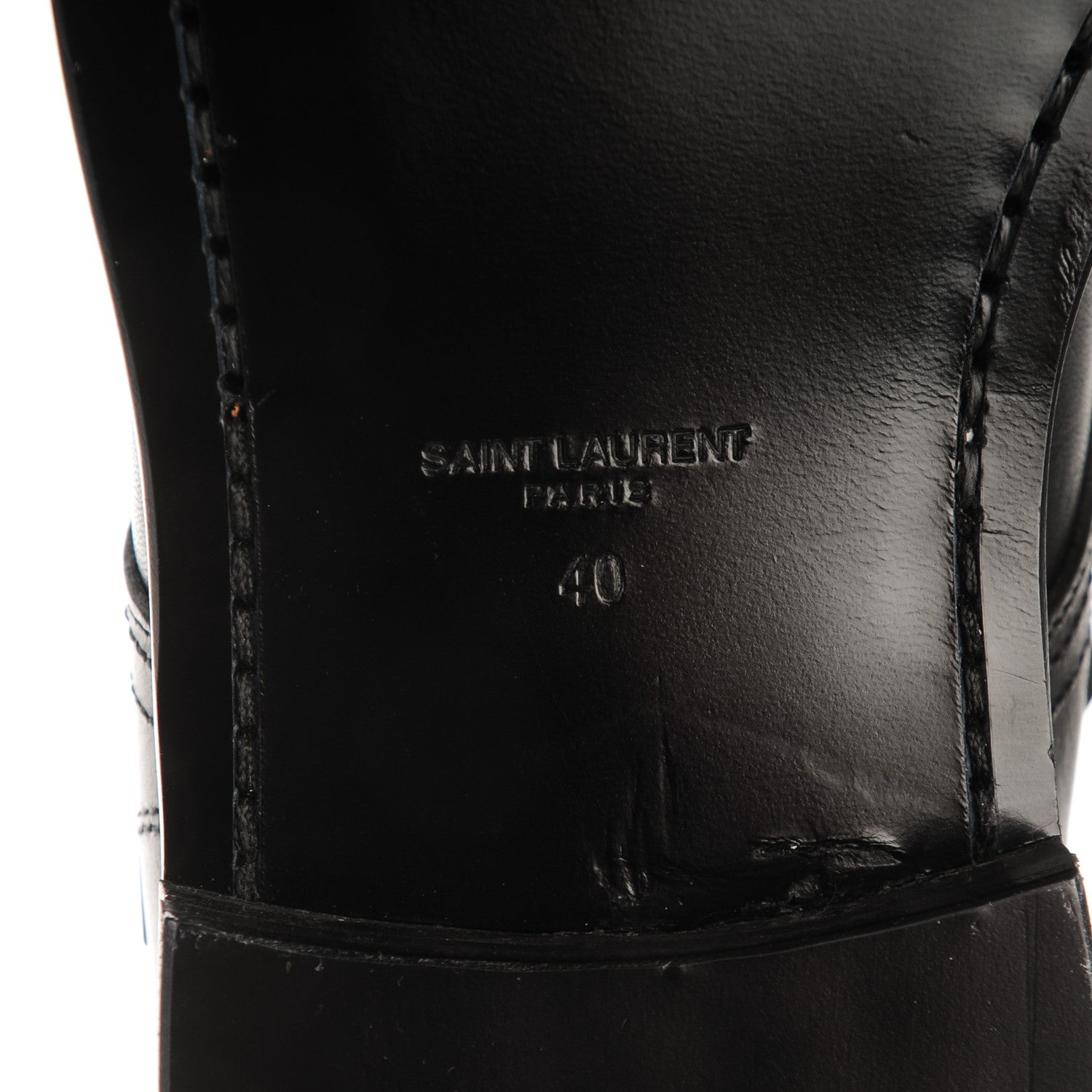 Saint Laurent Smooth Calfskin Studded Strap Rangers Boots 40 Black 6 of 9