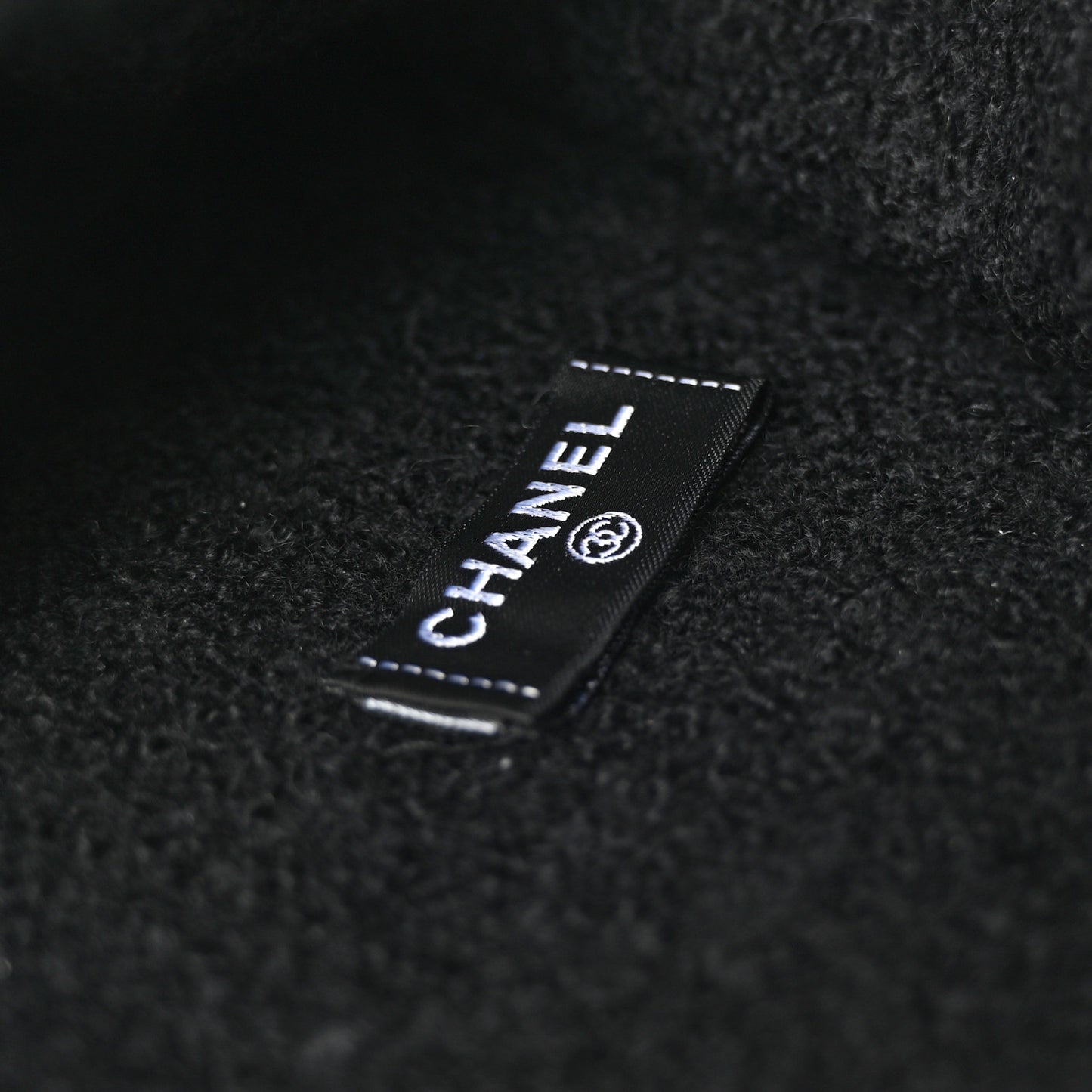 Cashmere Silk CC Beanie Hat Black White