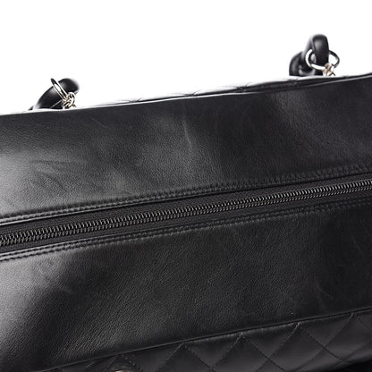 Chanel Calfskin Quilted XL Cambon Multipocket Reporter Black White 8 of 18