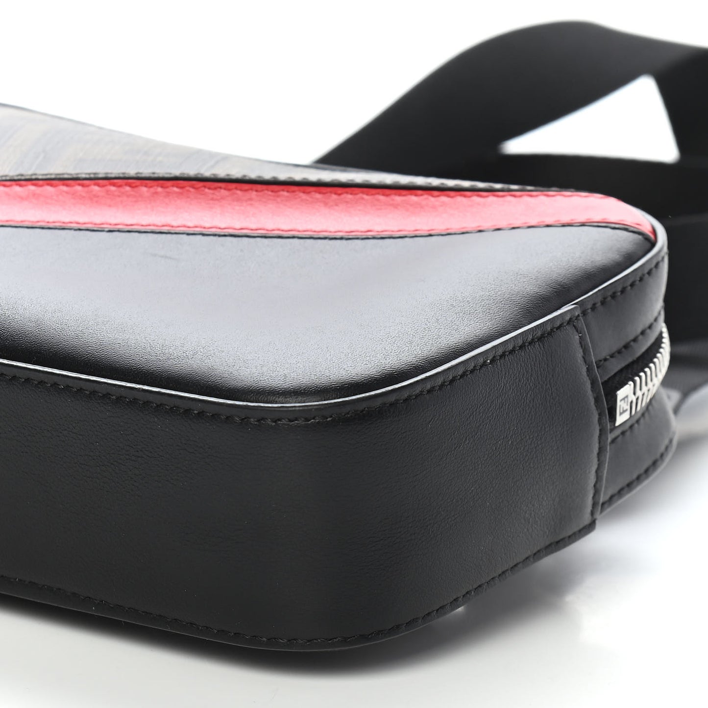 Glazed Fabric Vitello Liberty FF 1974 Diagonal Small Camera Case Tobacco Rosso Black