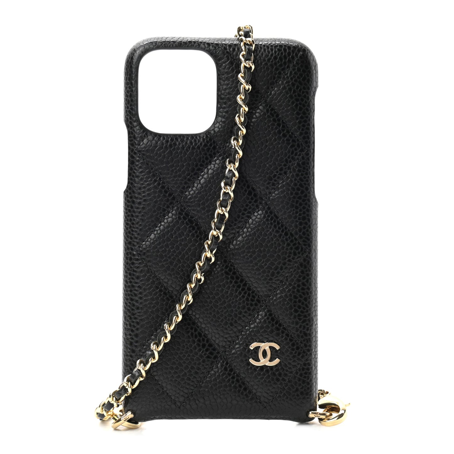 Caviar Quilted iPhone XI Pro Case With Chain Black