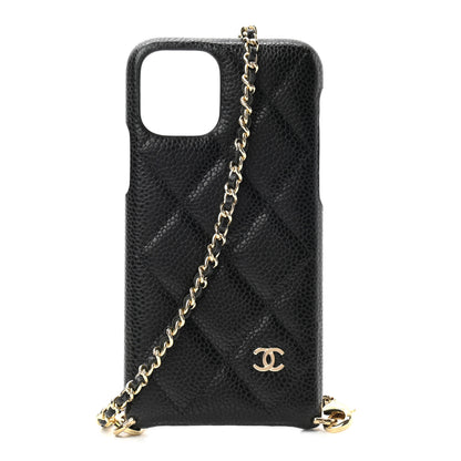 Chanel Caviar Quilted iPhone XI Pro Case With Chain Black 1 of 5