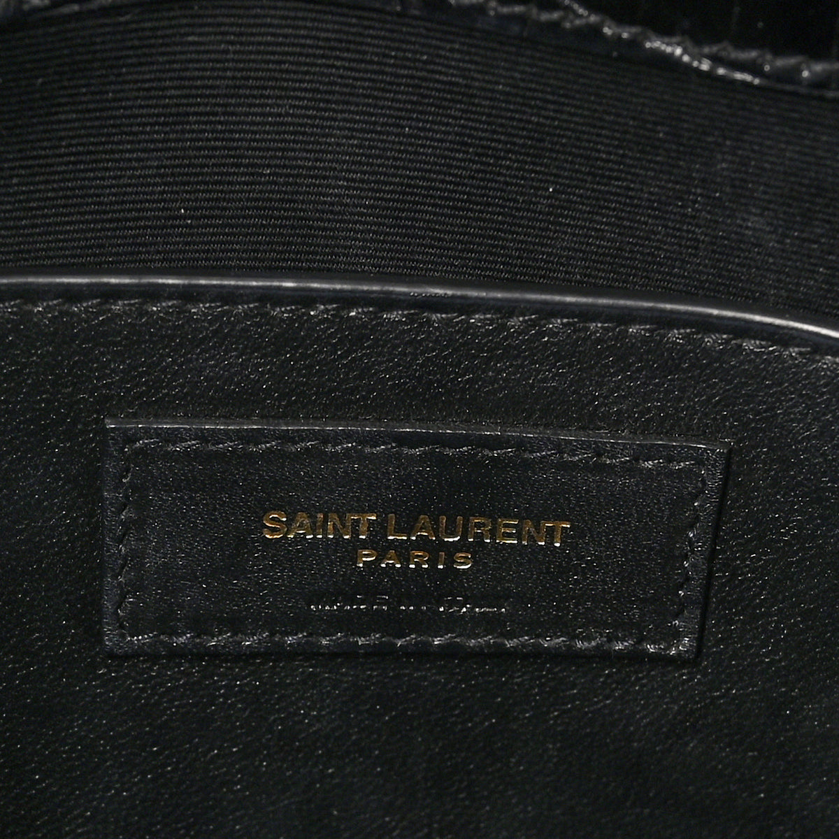 Saint Laurent Shiny Calfskin Crocodile Embossed Manhattan Baguette Black 6 of 9