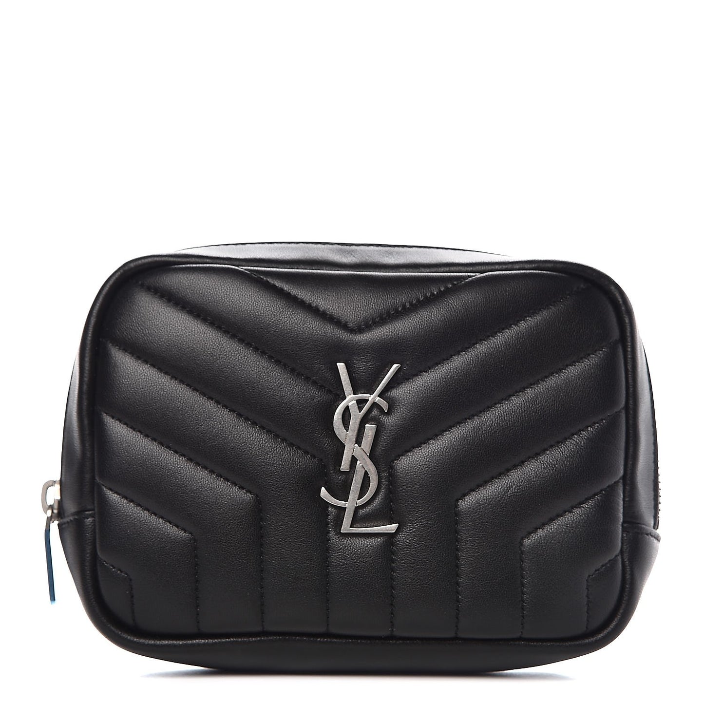 Lambskin Y Quilted Monogram Loulou Cosmetic Case Black
