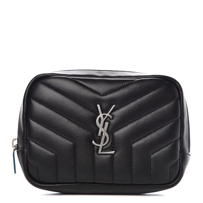 Saint Laurent Lambskin Y Quilted Monogram Loulou Cosmetic Case Black 1 of 7