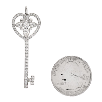 Tiffany Platinum Diamond Ornate Heart Key Pendant 2 of 5