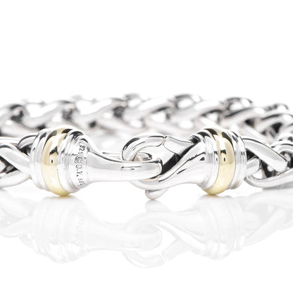 David Yurman Sterling Silver 14K Yellow Gold 8mm Wheat Chain Bracelet 5 of 5