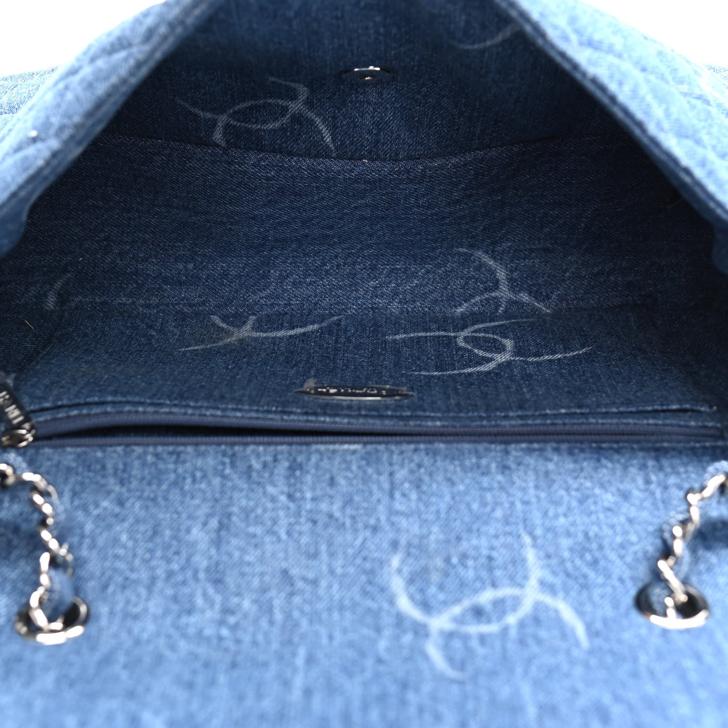 Chanel Denim Quilted CC Print Jumbo Single Flap Blue 7 of 18