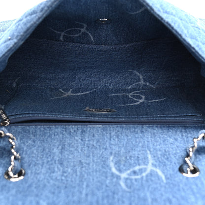 Chanel Denim Quilted CC Print Jumbo Single Flap Blue 7 of 18