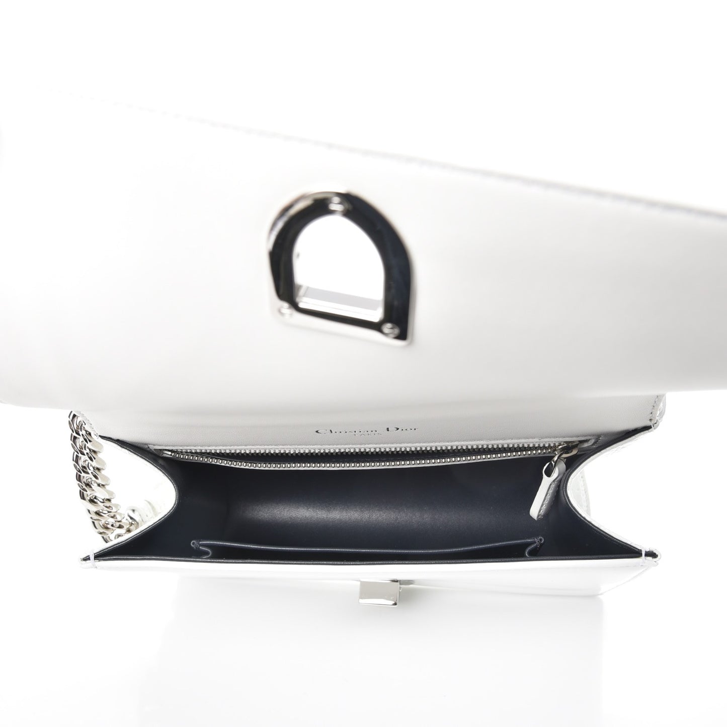 Patent Micro-Cannage Small Diorama Flap Bag White