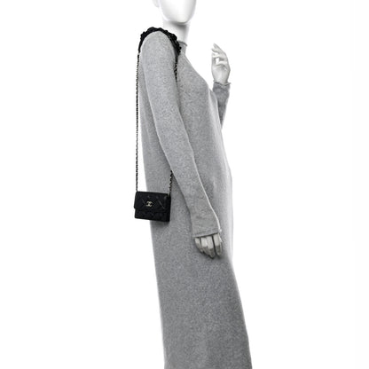 Chanel Lambskin Quilted Camellia Card Holder On Chain Black 2 of 12