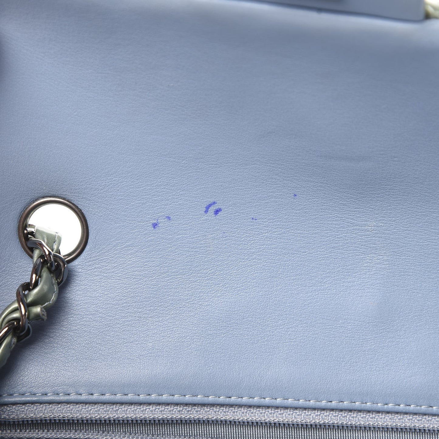 Patent Calfskin Quilted Mini Rectangular Flap Light Blue