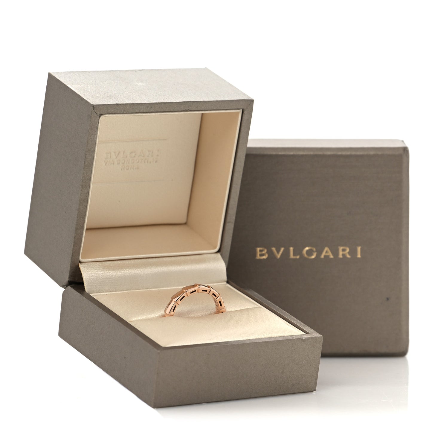 18K Rose Gold Serpenti Viper Band Ring 54 6.75
