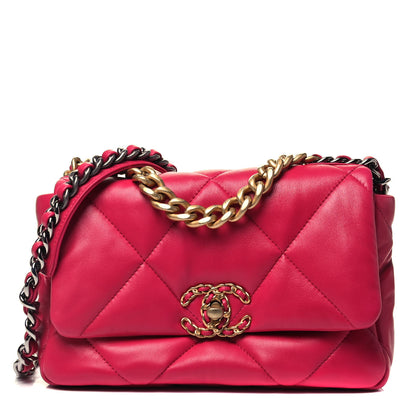 Chanel Lambskin Quilted Medium Chanel 19 Flap Dark Pink 1 of 8