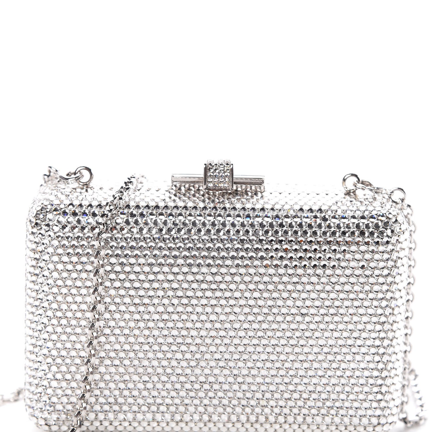 Crystal Minaudiere Clutch Silver