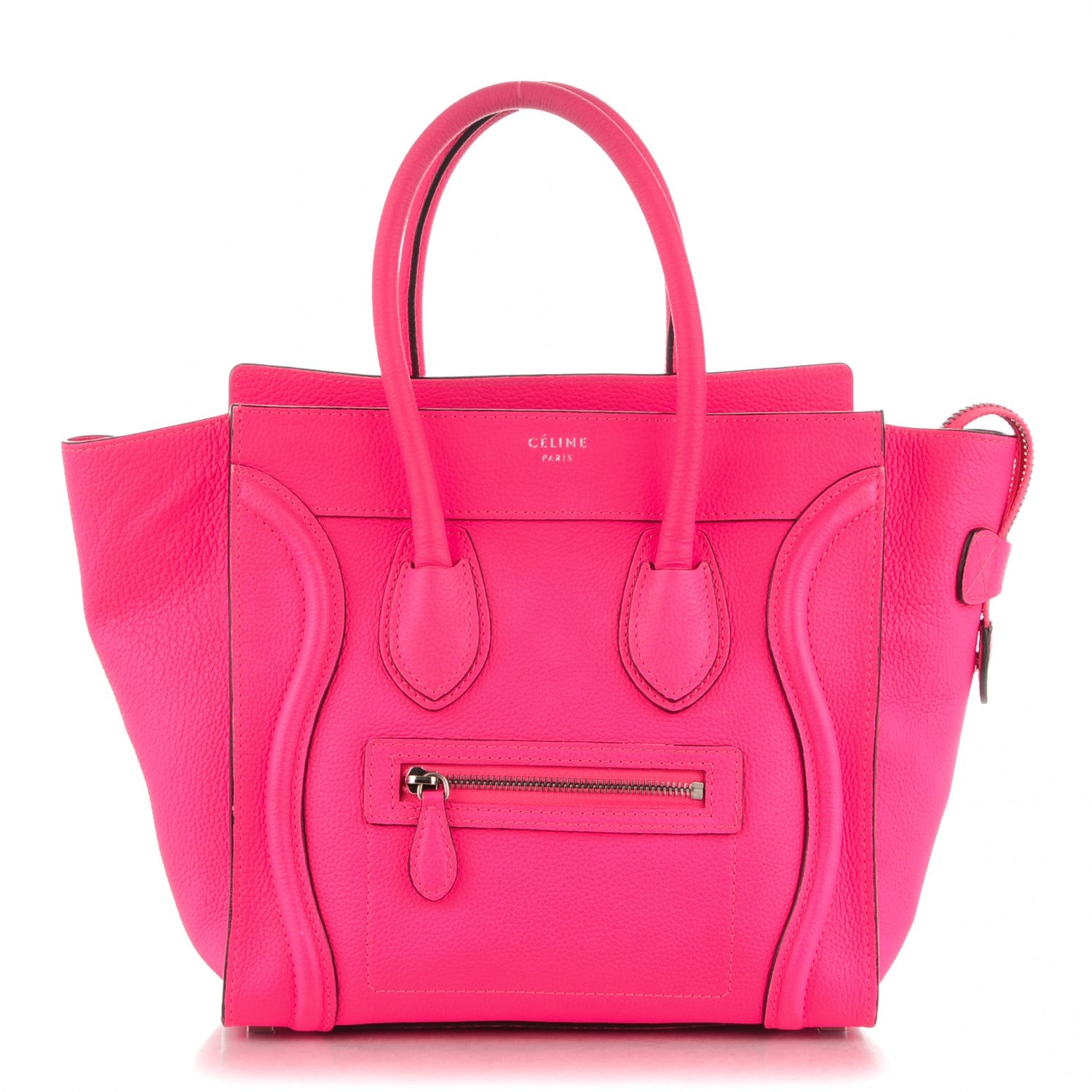 Celine Drummed Calfskin Micro Luggage Fluo Pink 1 of 9