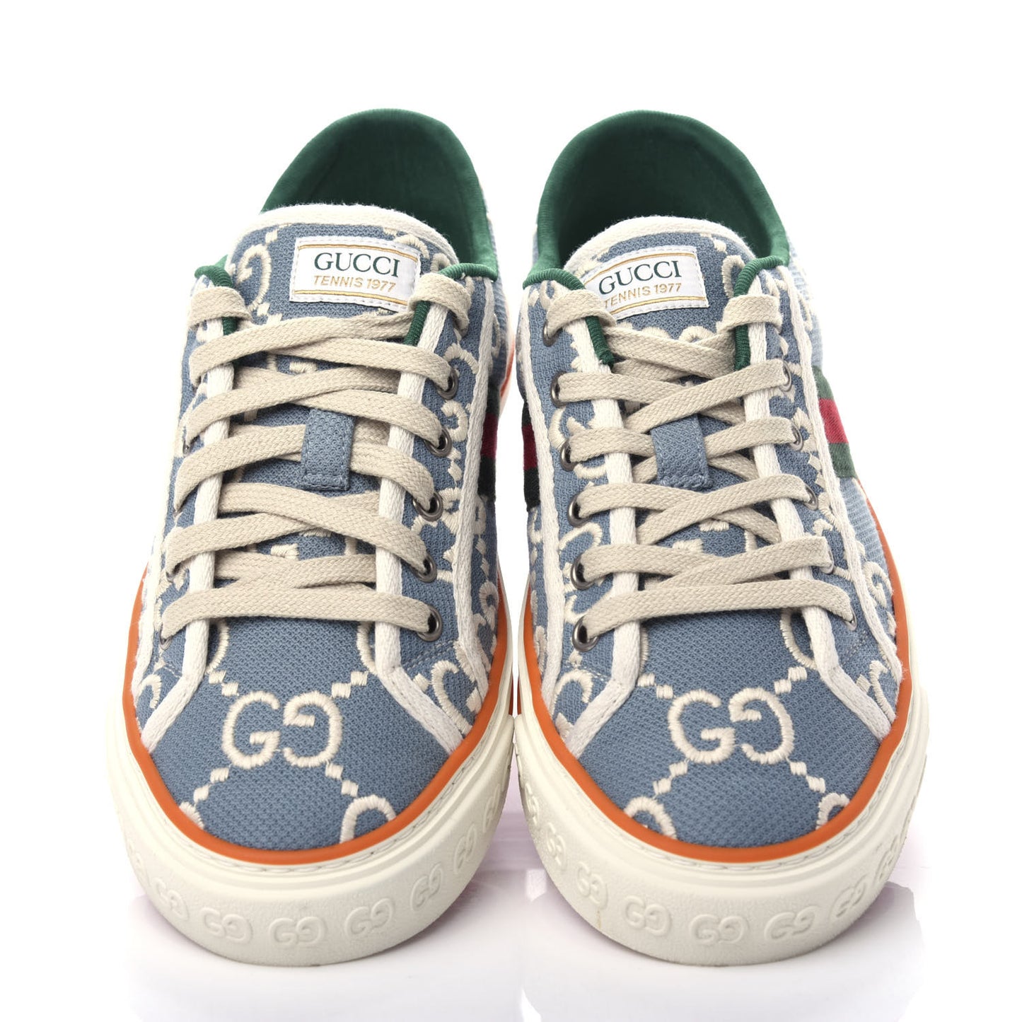 Cotton GG Monogram Web Womens 1977 Tennis Sneakers 40 Philod Ivory Mystic White