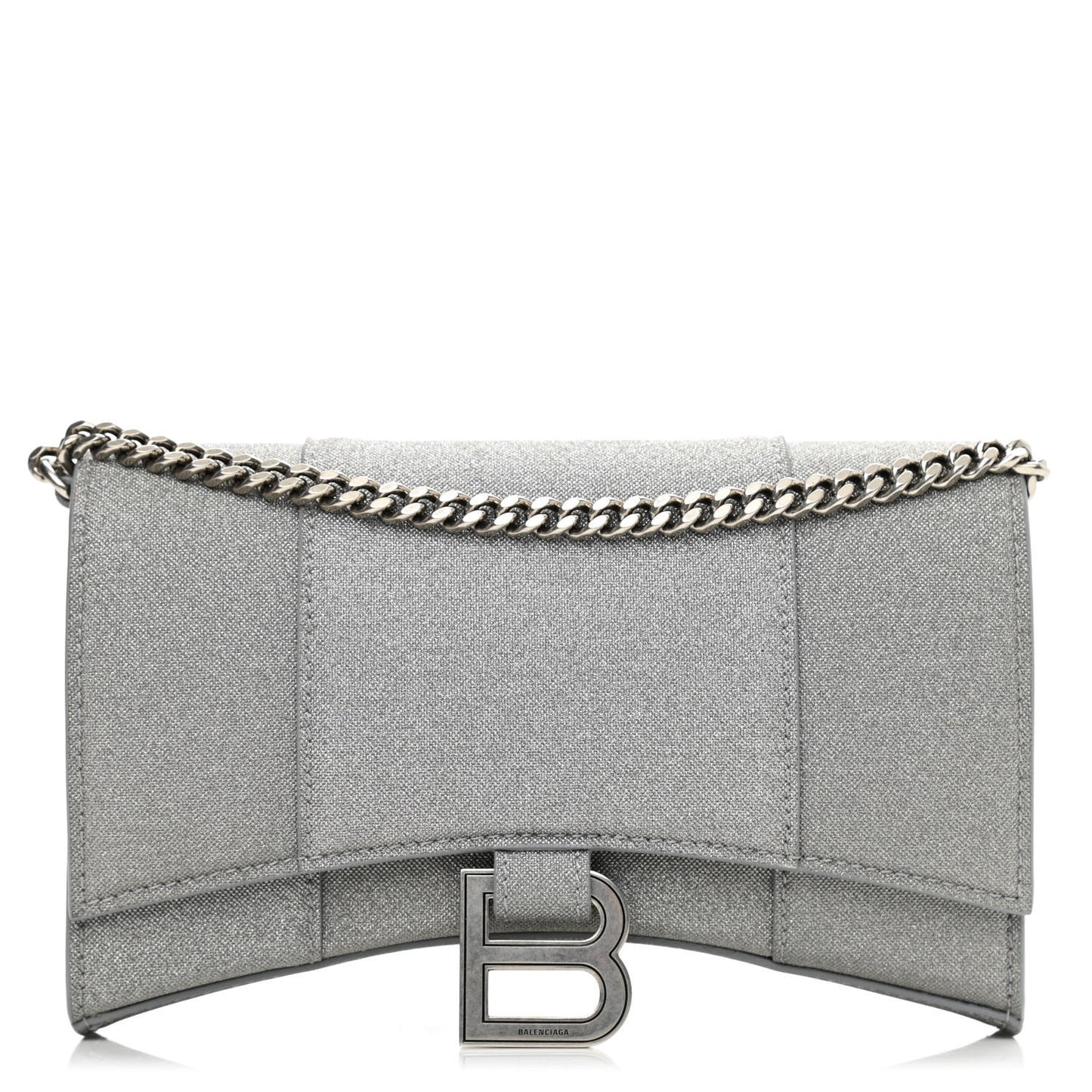 Glitter Fabric Hourglass Chain Bag Grey