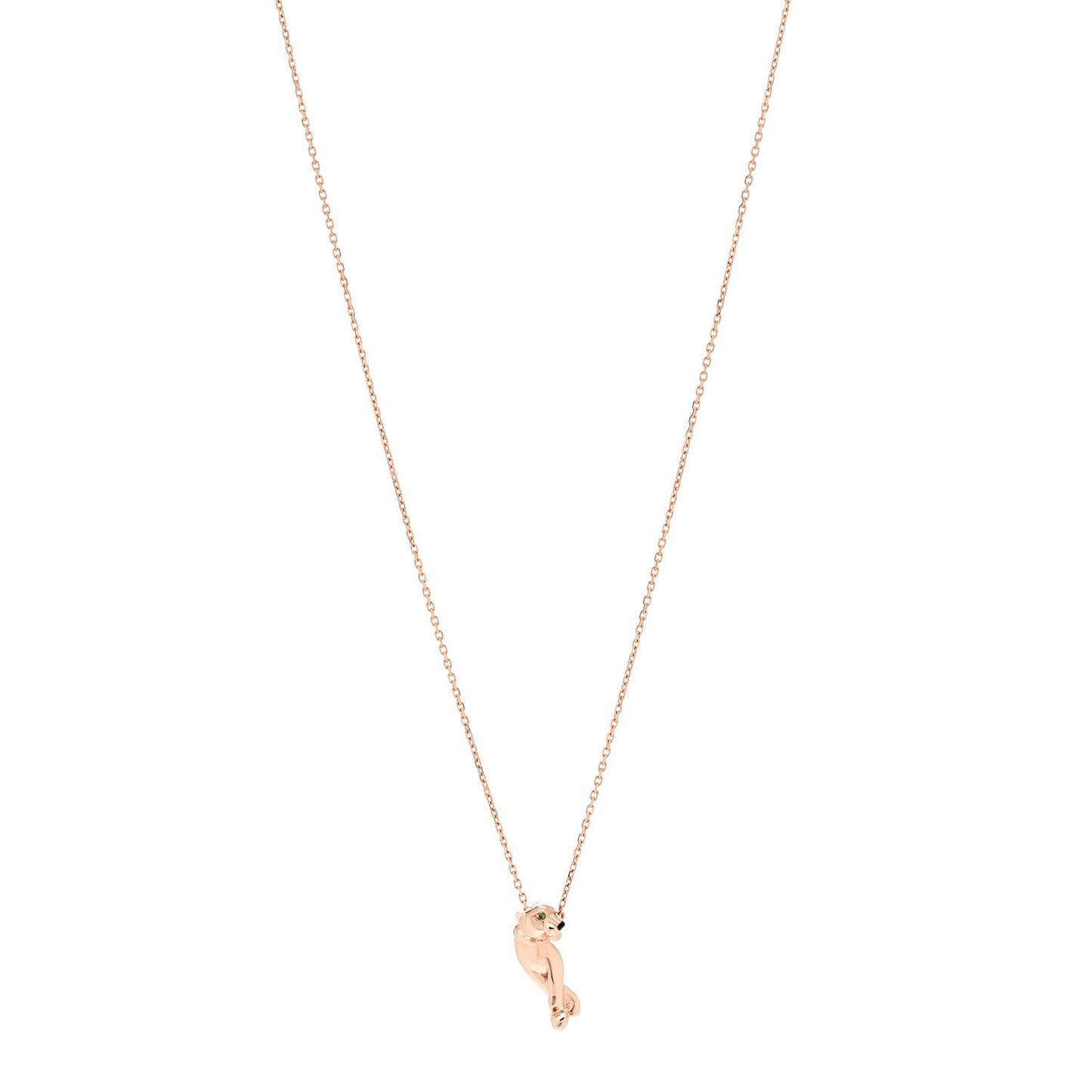 18K Pink Gold Tsavorite Black Lacquer Panthère De Cartier Pendant Necklace